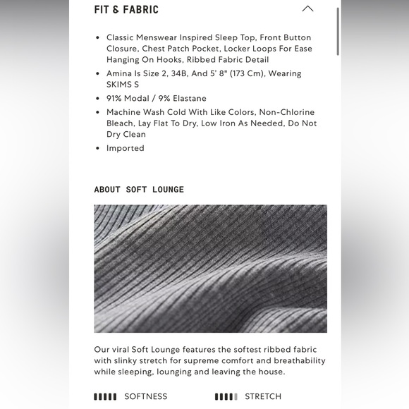 SKIMS SOFT LOUNGE SLEEP TOP SIZE S - Picture 4 of 9